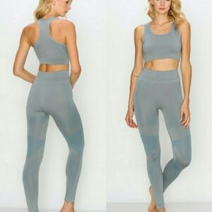Kimberly C 2-PC Activewear Set Leggings & Cropped Sports Bra Top Gym Yoga